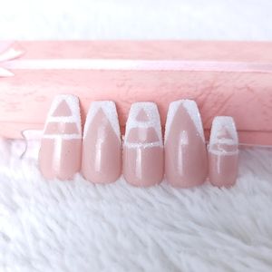 White Glitter Press-on Nails